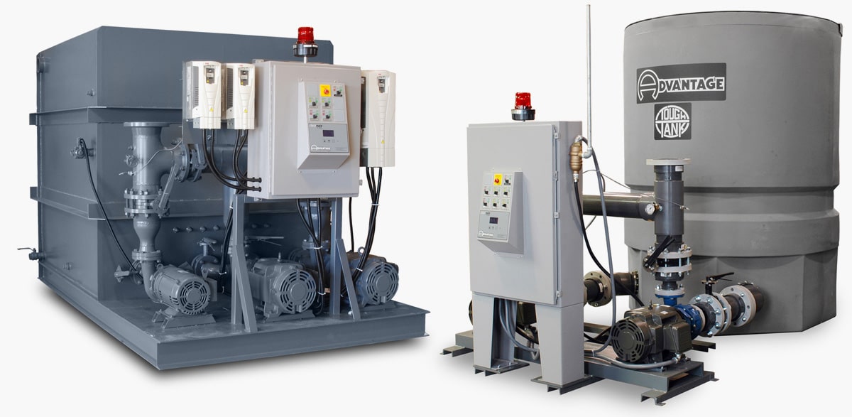 Pump tank station with industrial cooling layout